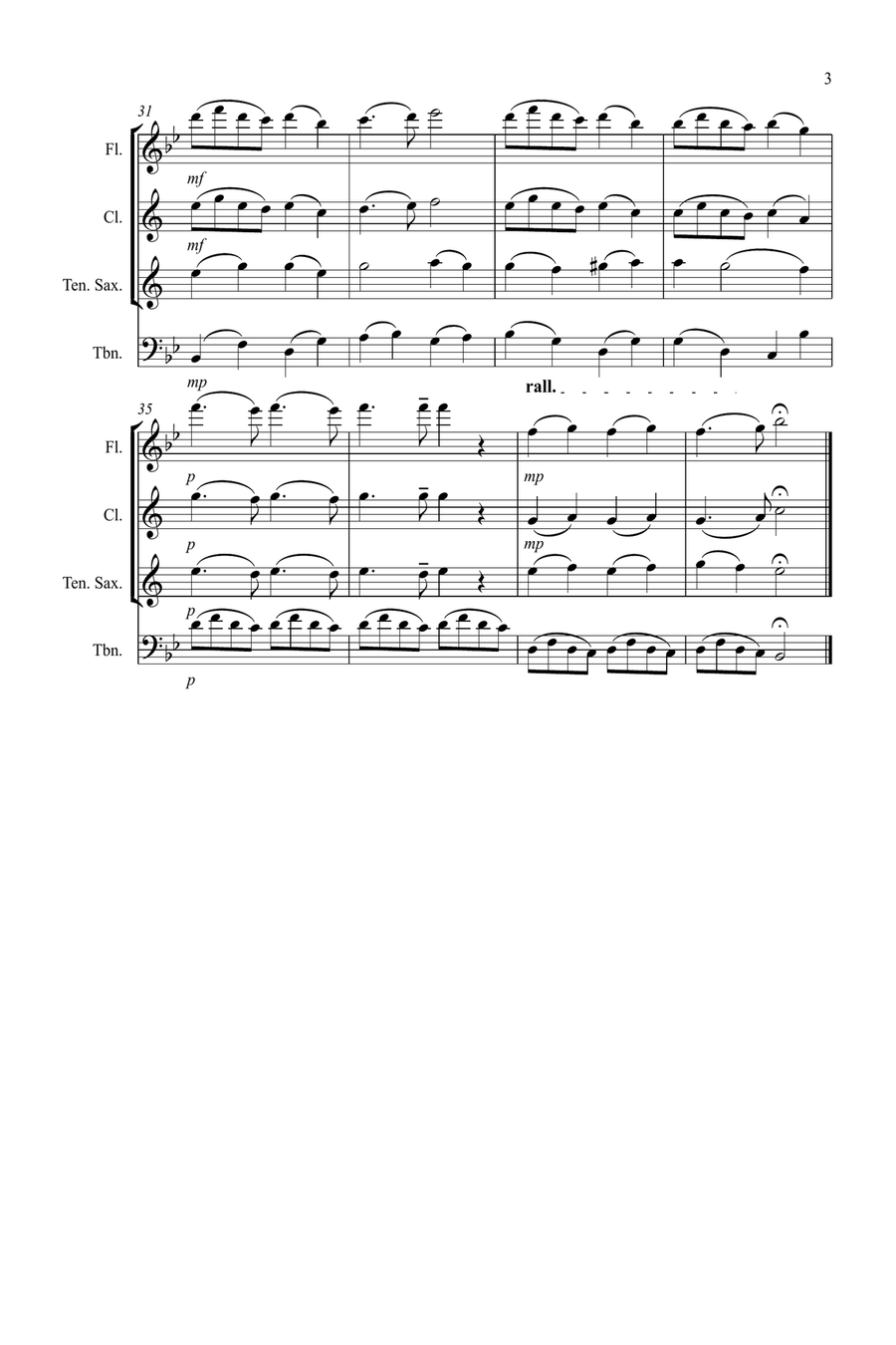 Pie Jesu (from Requiem) for Flute or Clarinet, Tenor Saxophone and Trombone Trio Small Ensemble scores gallery preview page 3