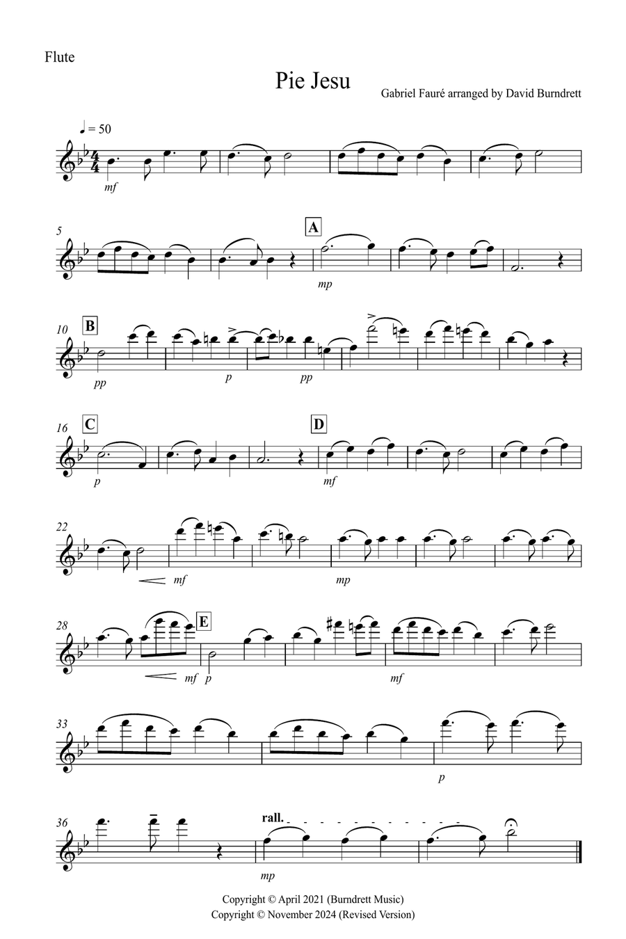 Pie Jesu (from Requiem) for Flute or Clarinet, Tenor Saxophone and Trombone Trio Small Ensemble scores gallery preview page 4