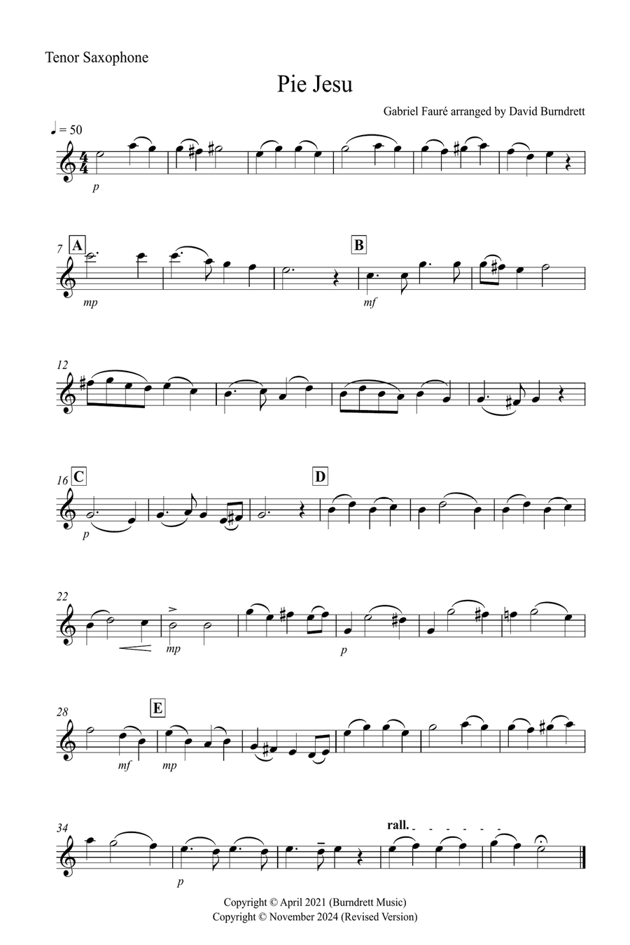 Pie Jesu (from Requiem) for Flute or Clarinet, Tenor Saxophone and Trombone Trio Small Ensemble scores gallery preview page 6