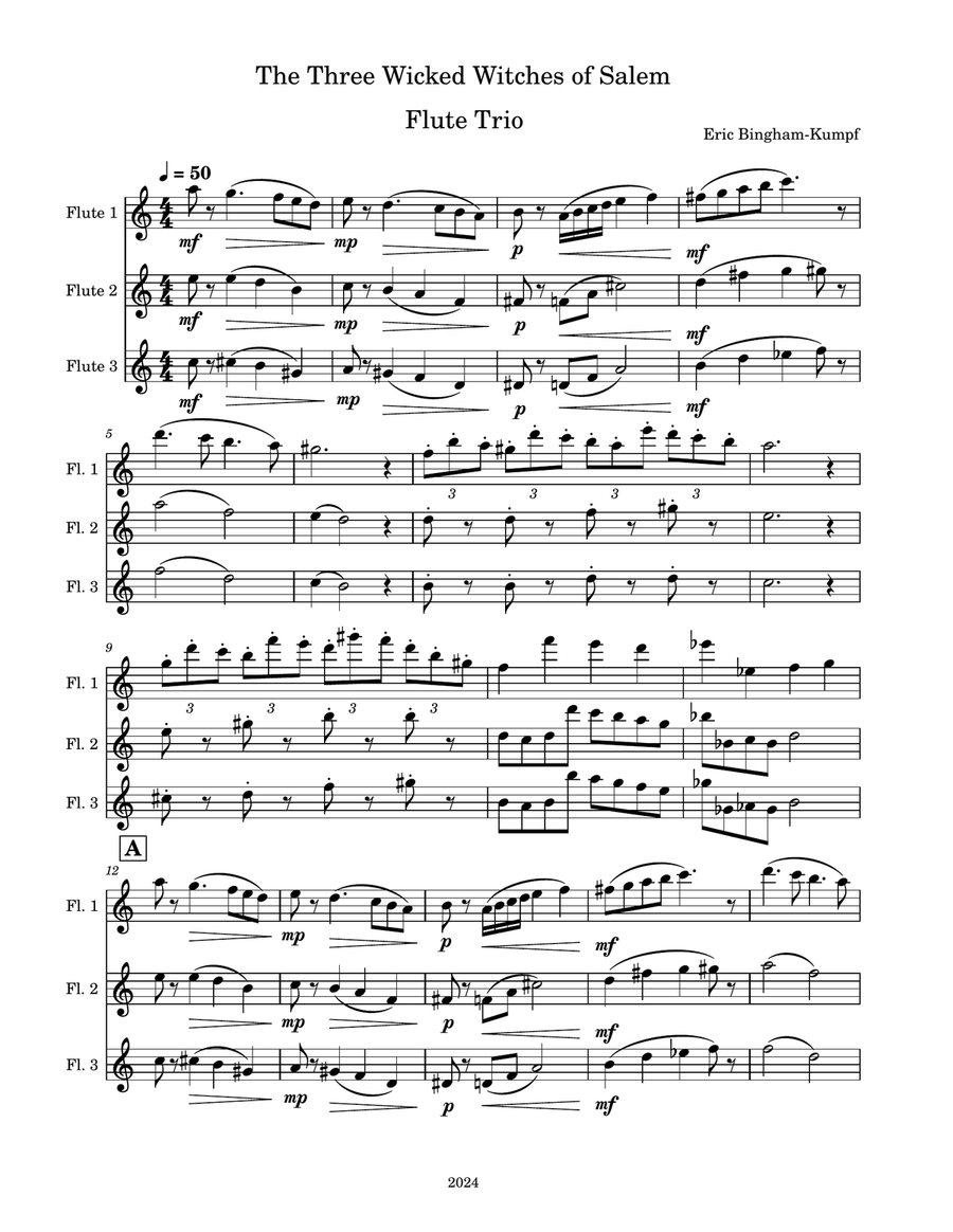 The Three Wicked Witches of Salem Woodwind Trio scores gallery preview page 1
