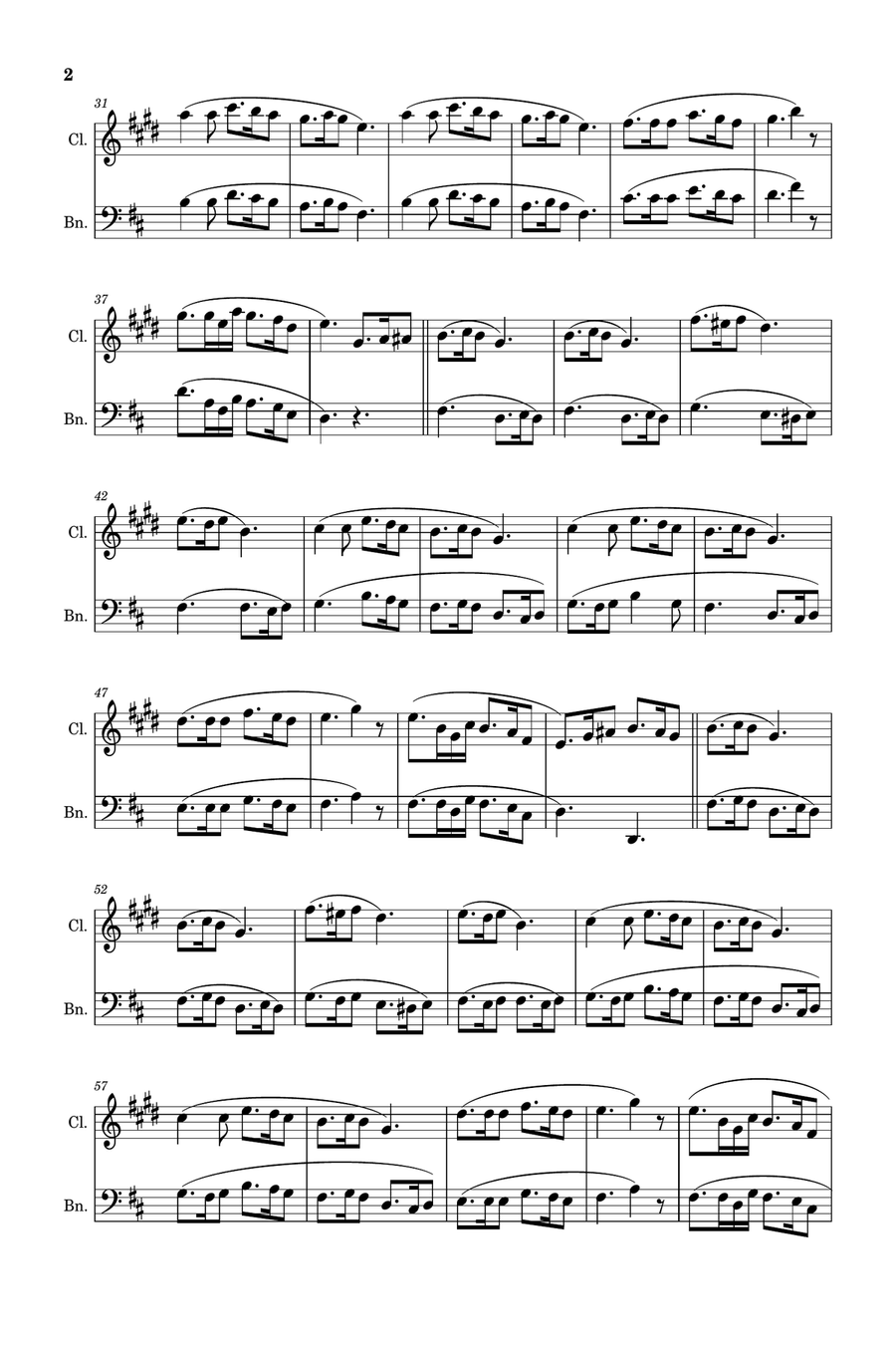 Silent Night - Arranged for Clarinet and Bassoon. Woodwind Duet scores gallery preview page 2