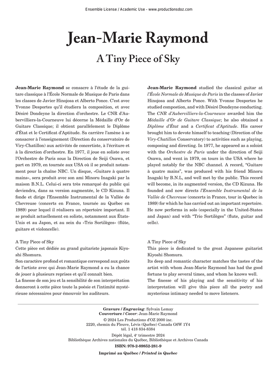A Tiny Piece of Sky A Tiny Piece of Sky Classical Guitar scores gallery preview page 1