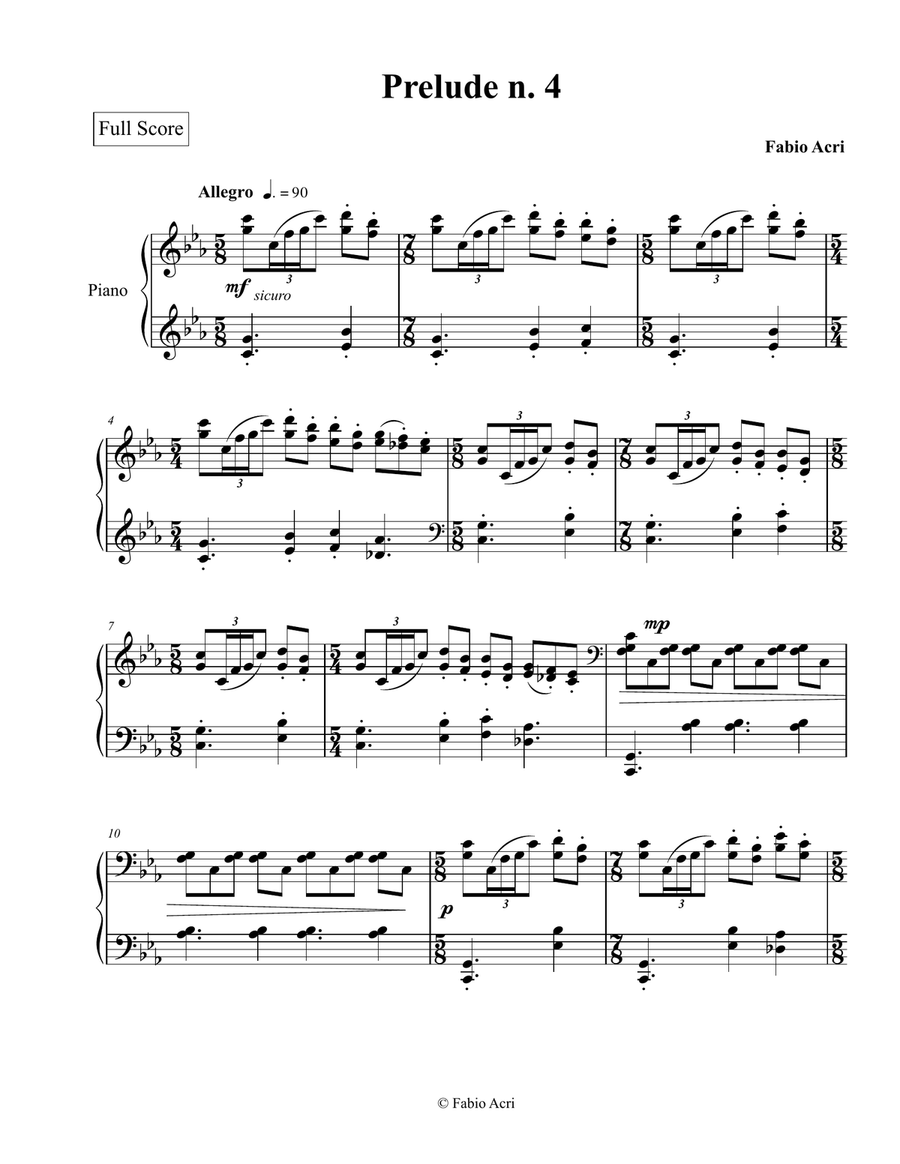 Prelude n. 4 Prelude n. 4 Piano Solo scores gallery preview page 1