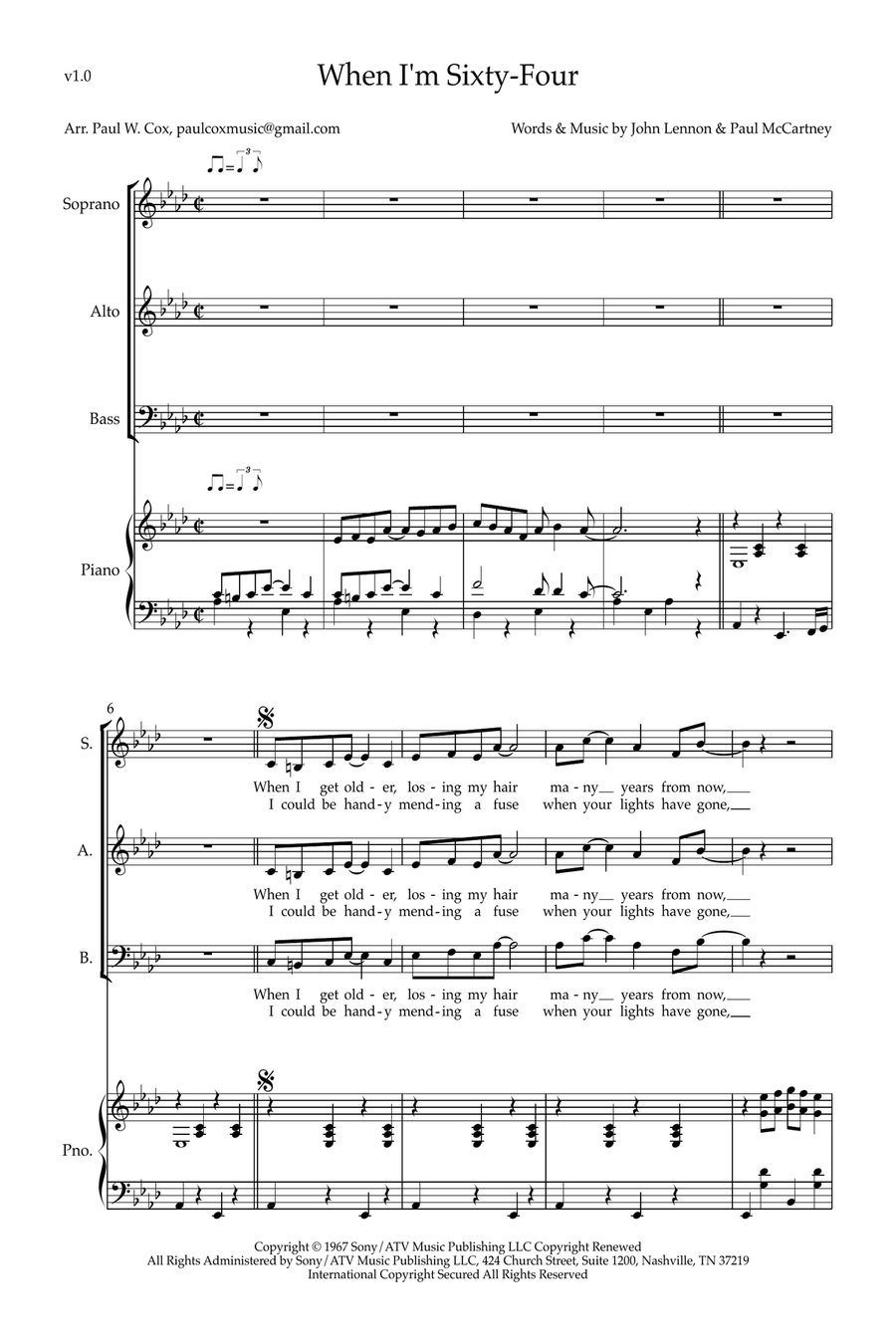 When I'm Sixty-Four When I'm Sixty-Four 3-Part scores gallery preview page 1