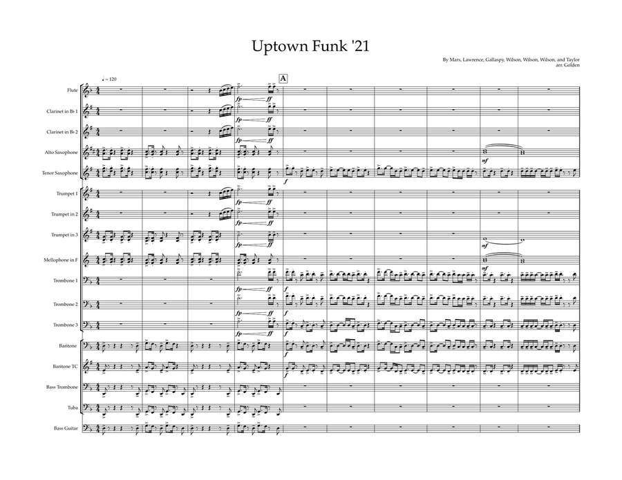 Uptown Funk Uptown Funk Marching Band scores gallery preview page 1