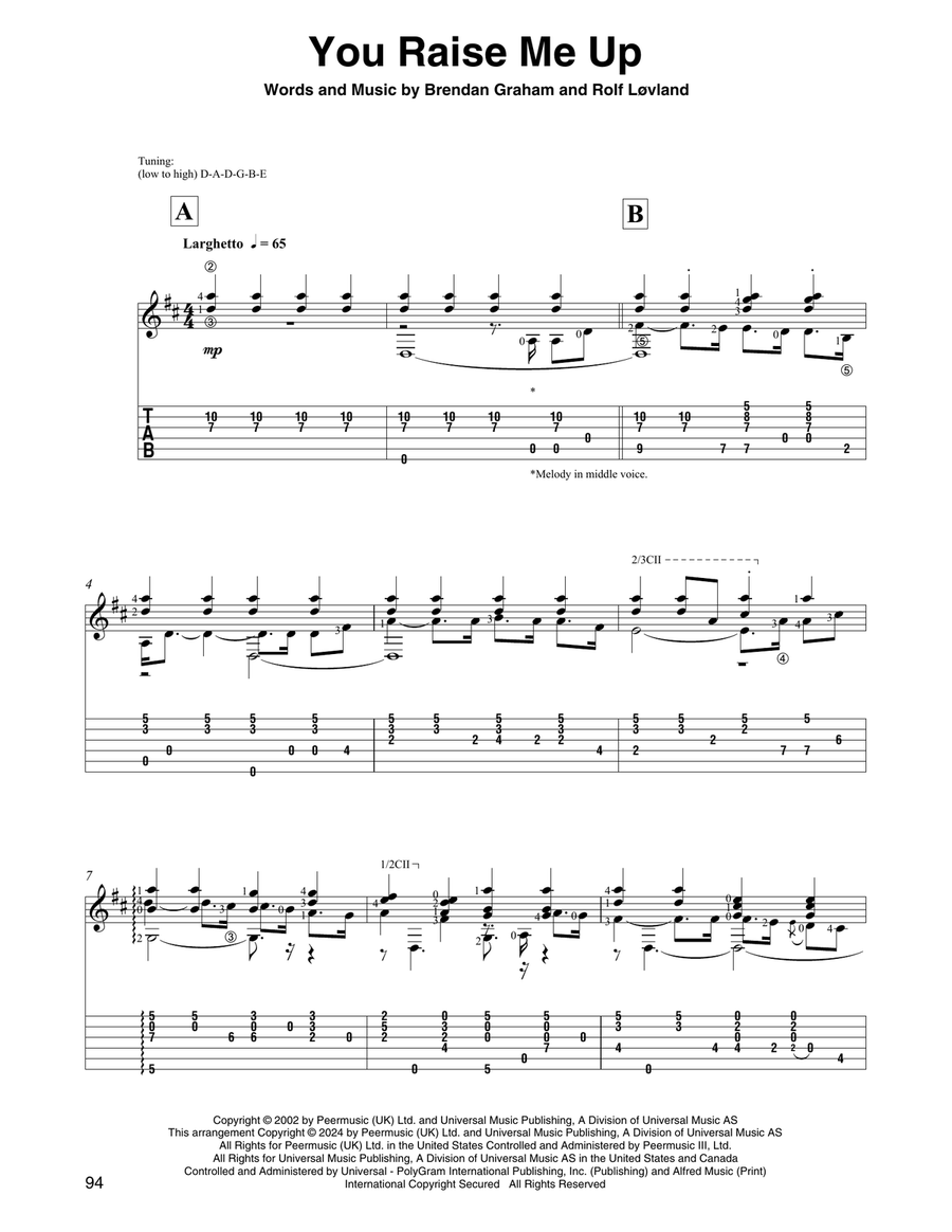 You Raise Me Up (arr. David Jaggs) Acoustic Guitar scores gallery preview page 1