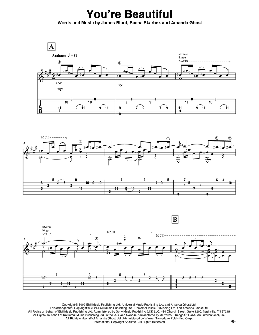 You're Beautiful (arr. David Jaggs) Acoustic Guitar scores gallery preview page 1