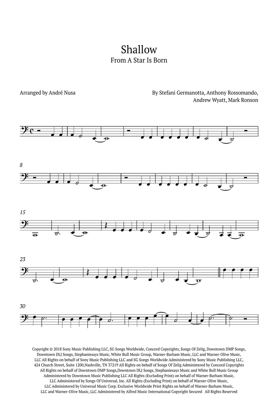 Shallow Cello Solo scores gallery preview page 1