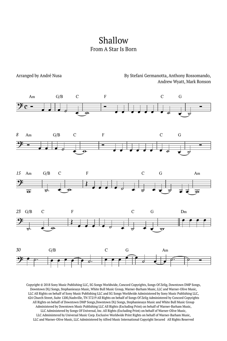 Shallow Cello Solo scores gallery preview page 1
