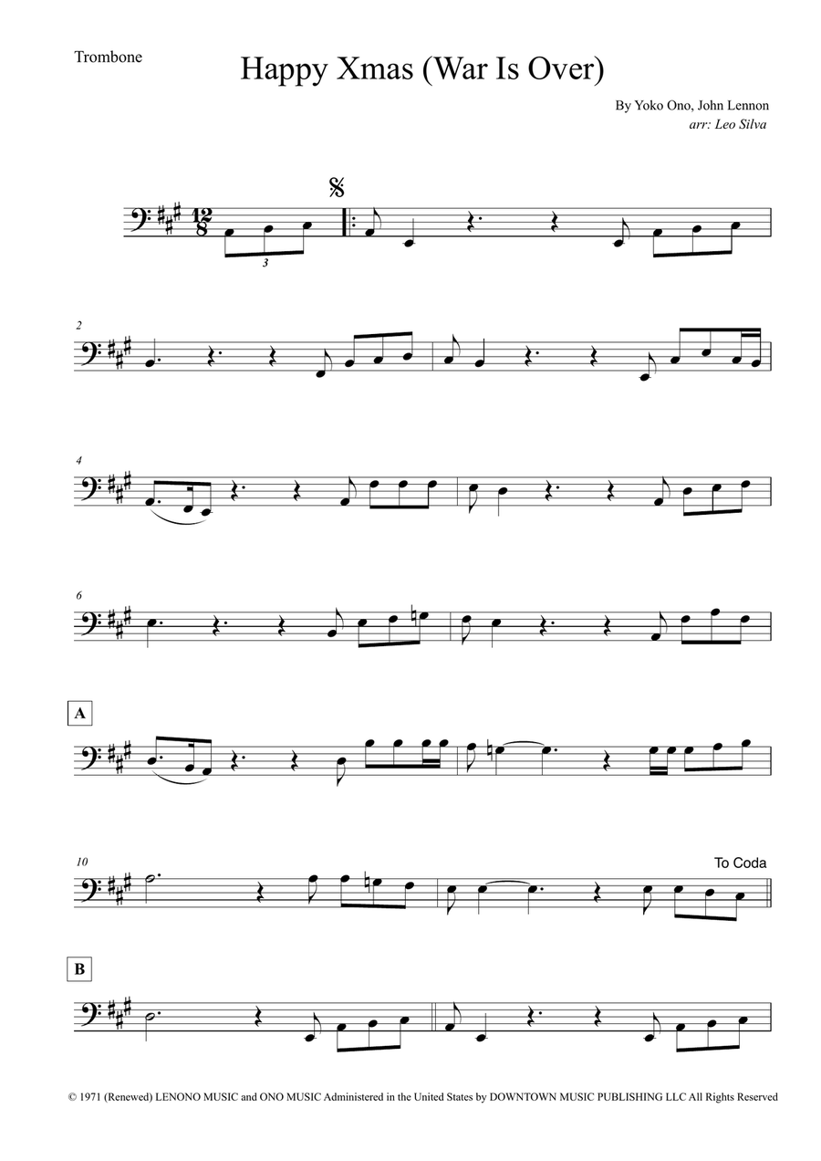 Happy Xmas (War Is Over) Happy Xmas (War Is Over) Trombone Solo scores gallery preview page 1