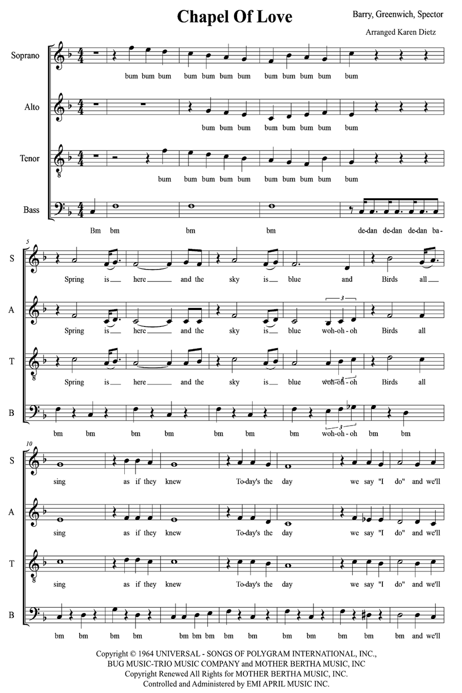 Chapel Of Love Chapel Of Love 4-Part scores gallery preview page 1