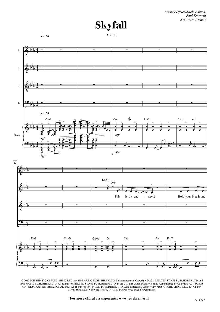 Skyfall Skyfall 4-Part scores gallery preview page 1