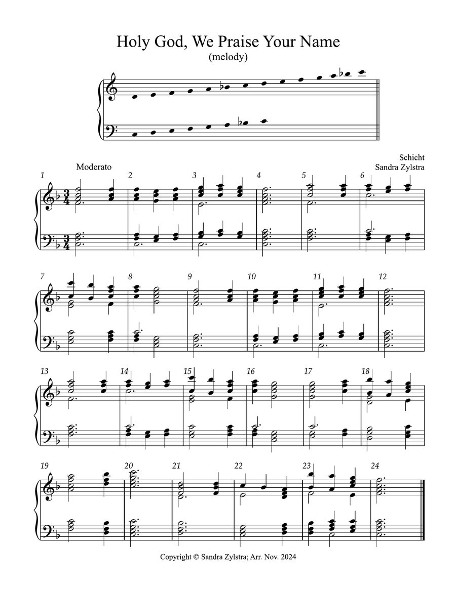 Holy God, We Praise Your Name (3 octave handbells) 3-Octaves scores gallery preview page 1