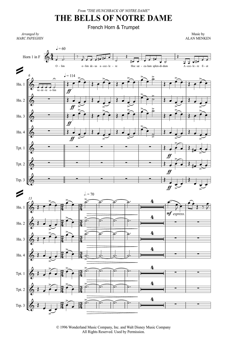 The Bells Of Notre Dame The Bells Of Notre Dame Brass Ensemble scores gallery preview page 1