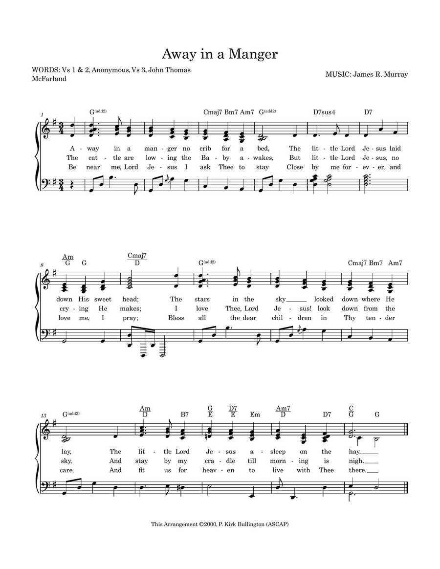 Away In a Manger (Alternate Contemporary Harmonization) Piano, Vocal scores gallery preview page 1