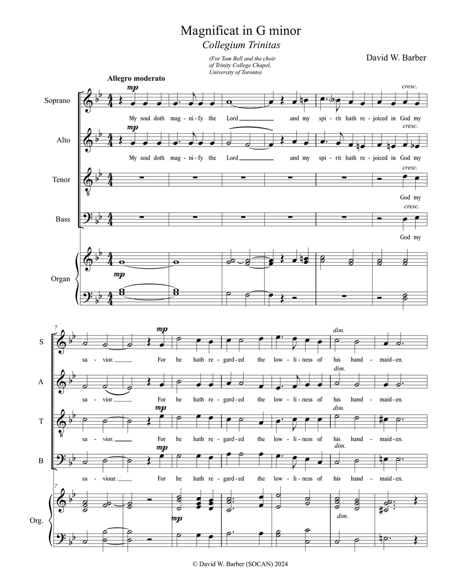 Magnificat in G minor (Collegium Trinitas) 4-Part scores gallery preview page 1