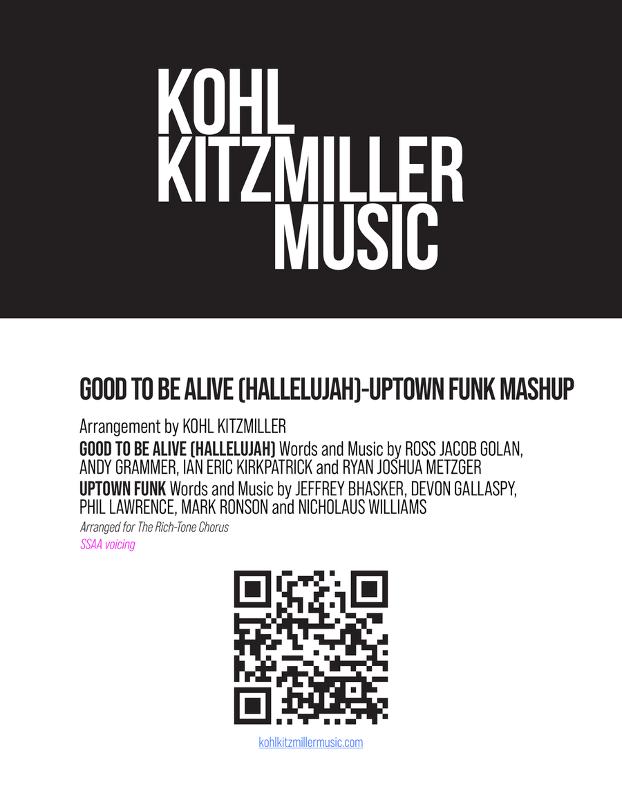 Medley: Good To Be Alive (Hallelujah) with Uptown Funk SSAA scores gallery preview page 1
