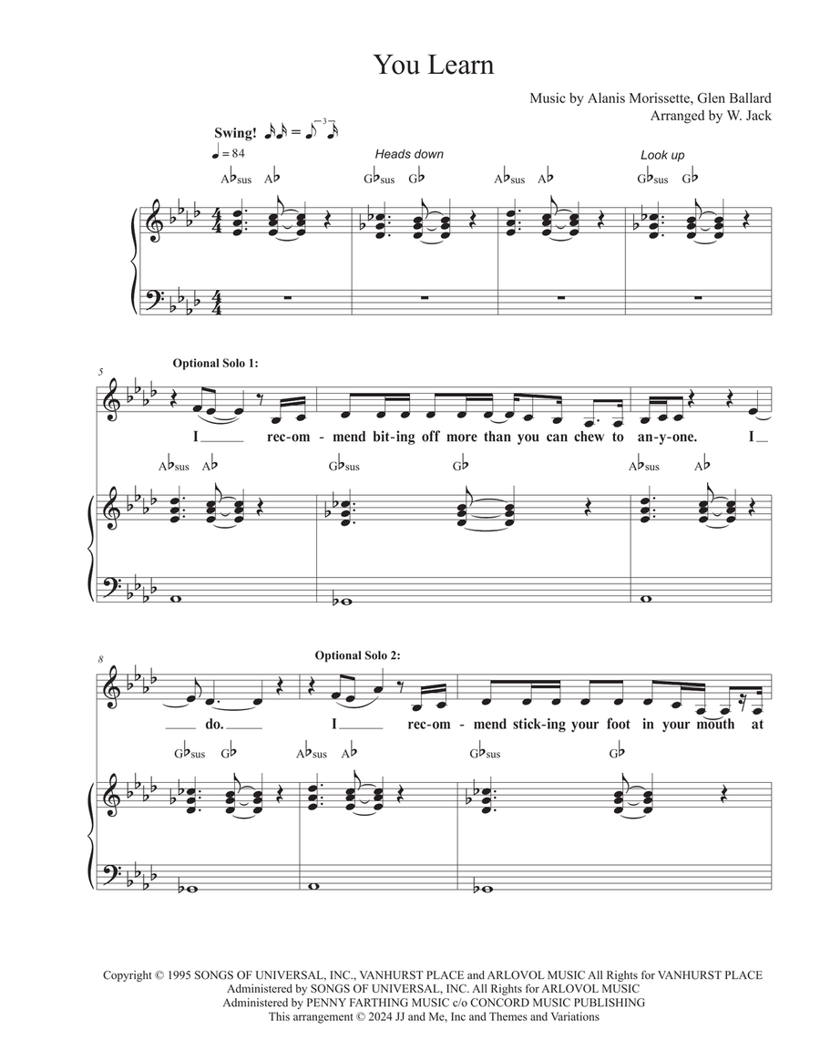 You Learn Unison Choir scores gallery preview page 1
