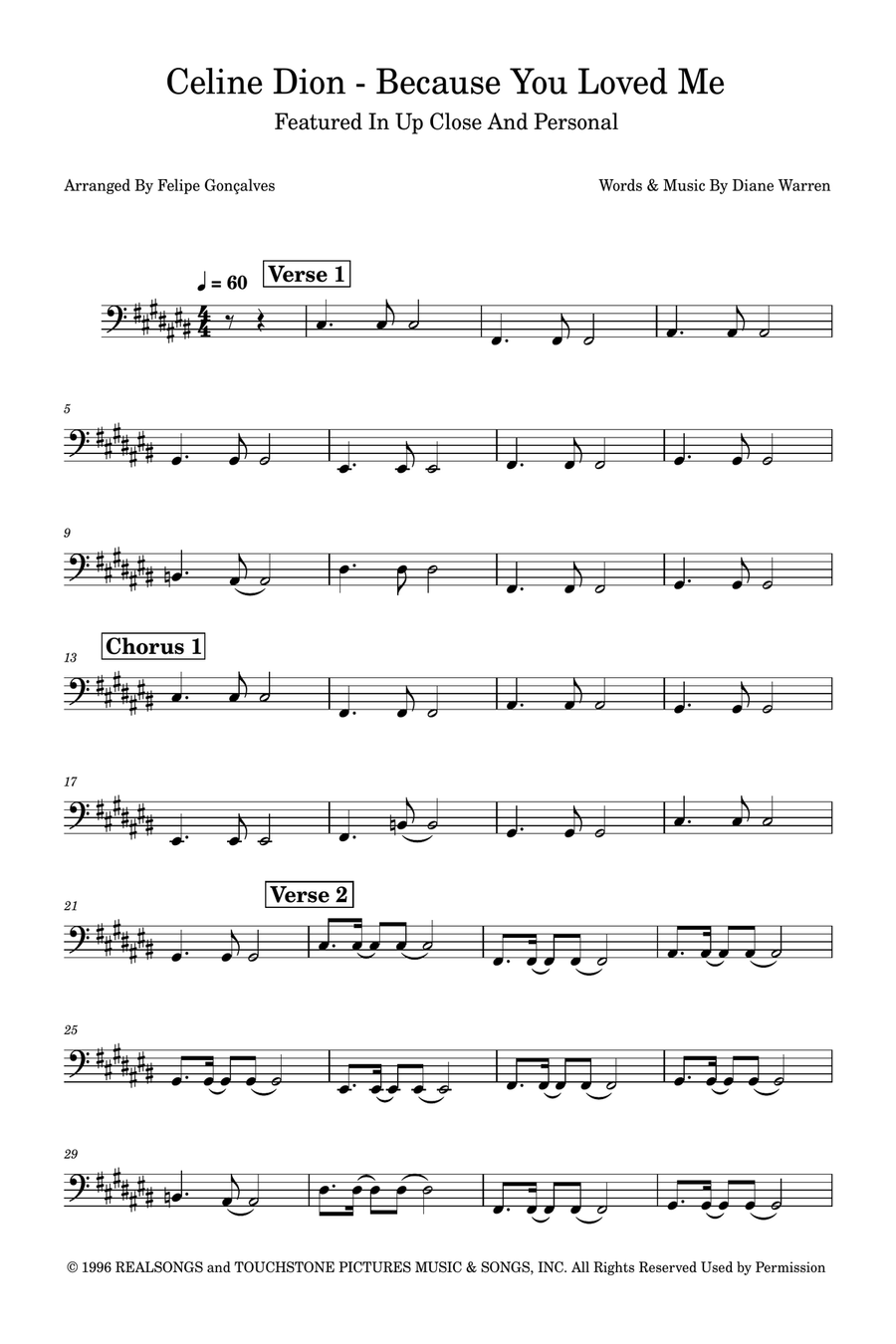 Because You Loved Me Because You Loved Me Acoustic Guitar scores gallery preview page 1