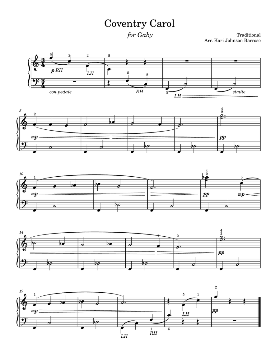 Coventry Carol Coventry Carol Easy Piano scores gallery preview page 1