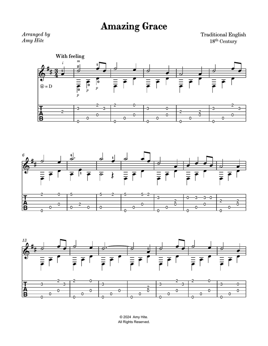 Amazing Grace Amazing Grace Acoustic Guitar scores gallery preview page 1