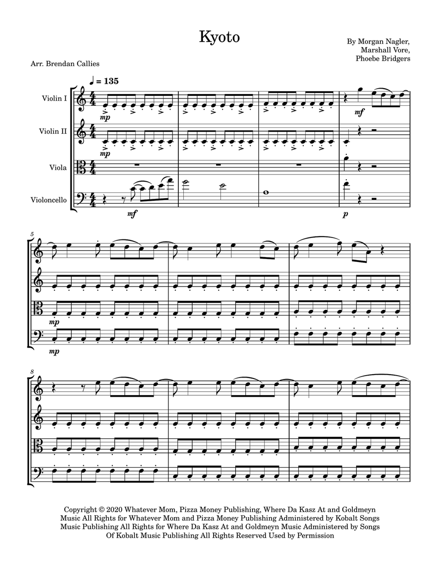 Kyoto String Quartet scores gallery preview page 1