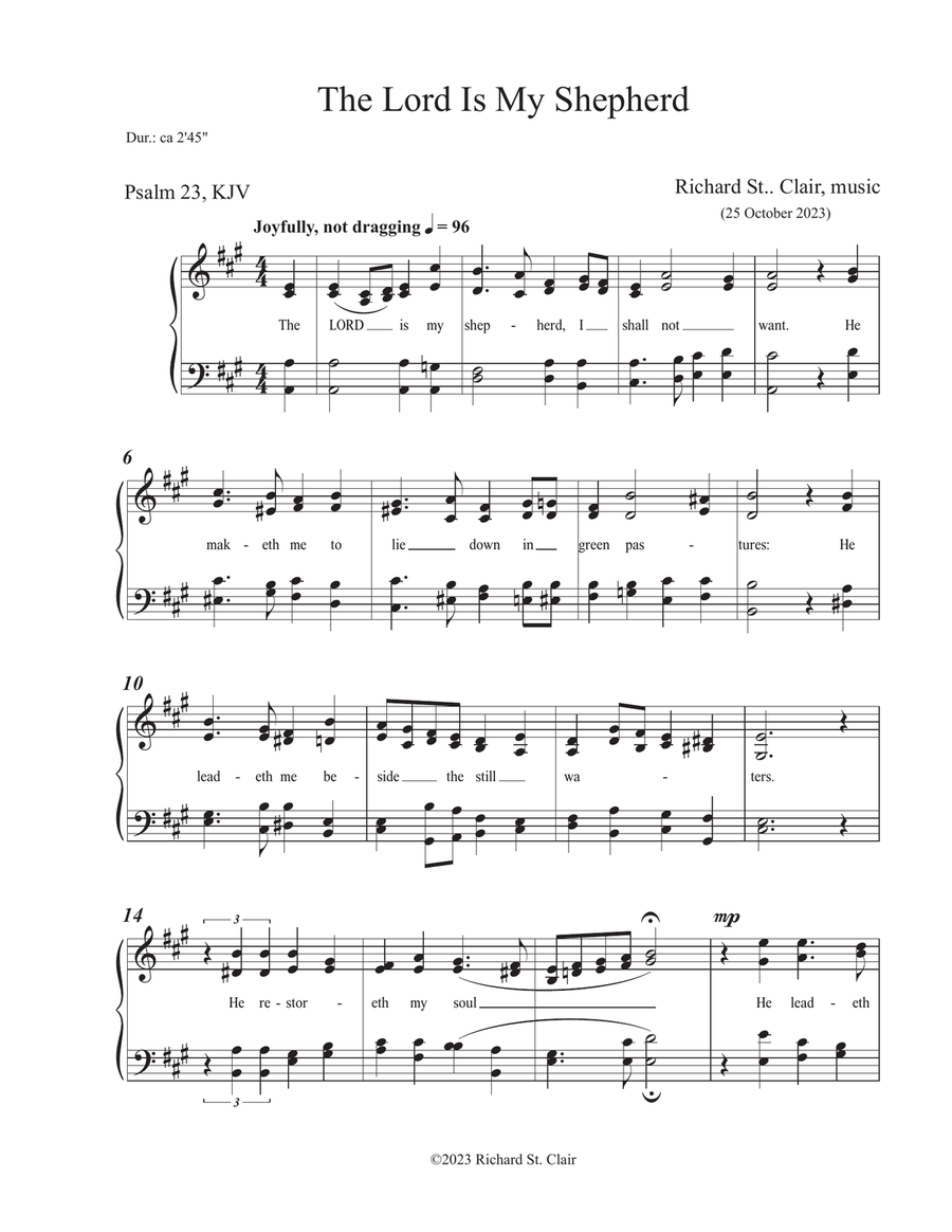 The Lord Is My Shepherd (Psalm 23) for Chorus a Cappella 4-Part scores gallery preview page 1