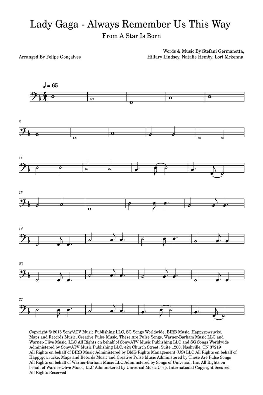 Always Remember Us This Way Acoustic Guitar scores gallery preview page 1