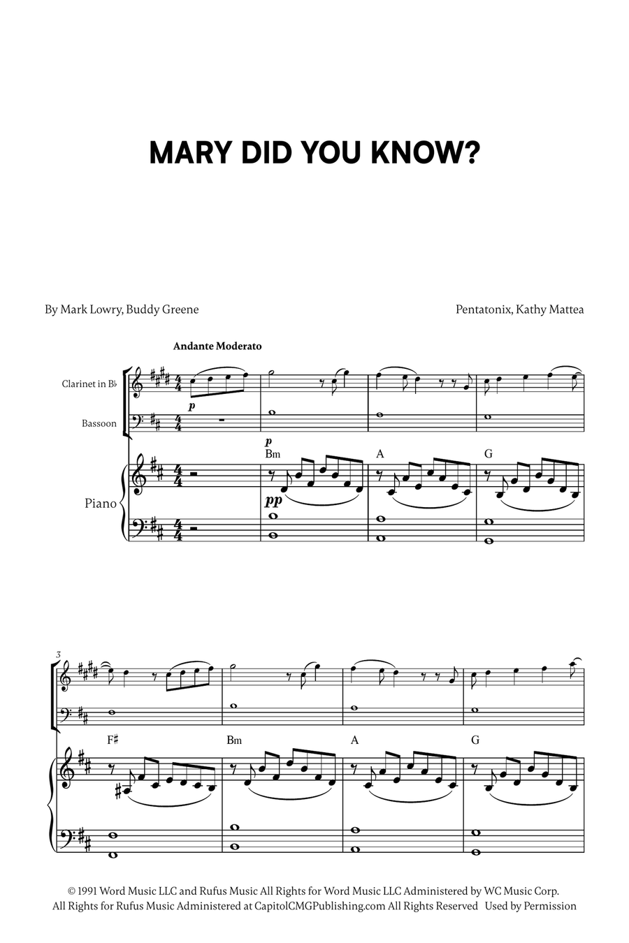 Mary, Did You Know? Mary, Did You Know? Woodwind Duet scores gallery preview page 1