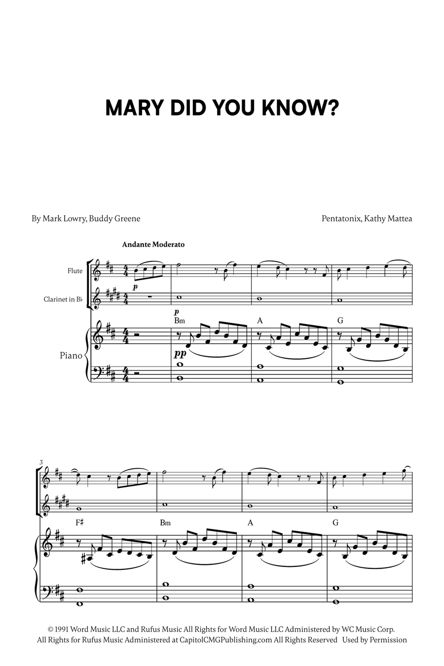 Mary, Did You Know? Mary, Did You Know? Woodwind Duet scores gallery preview page 1