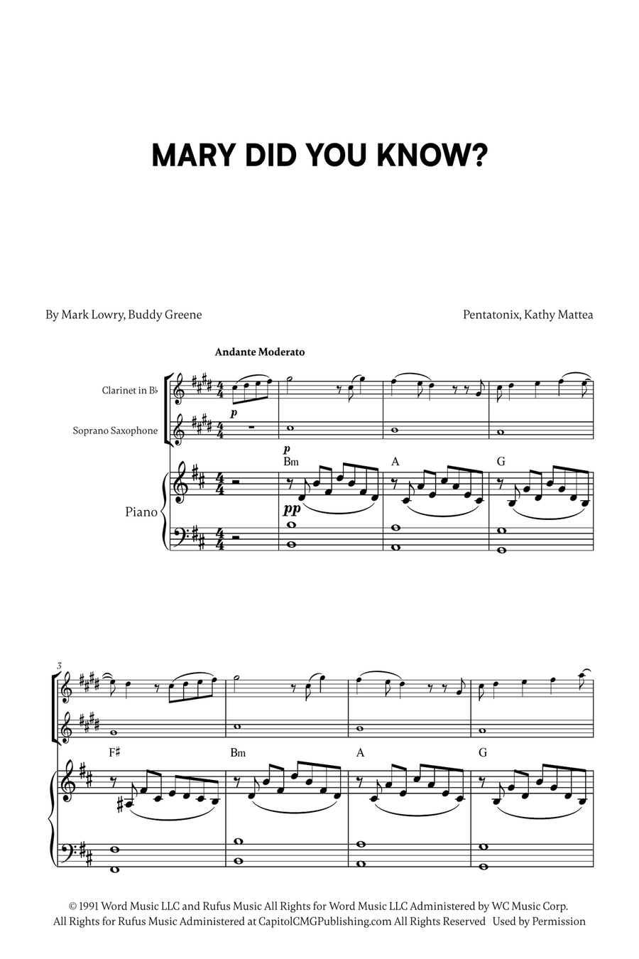 Mary, Did You Know? Mary, Did You Know? Woodwind Duet scores gallery preview page 1