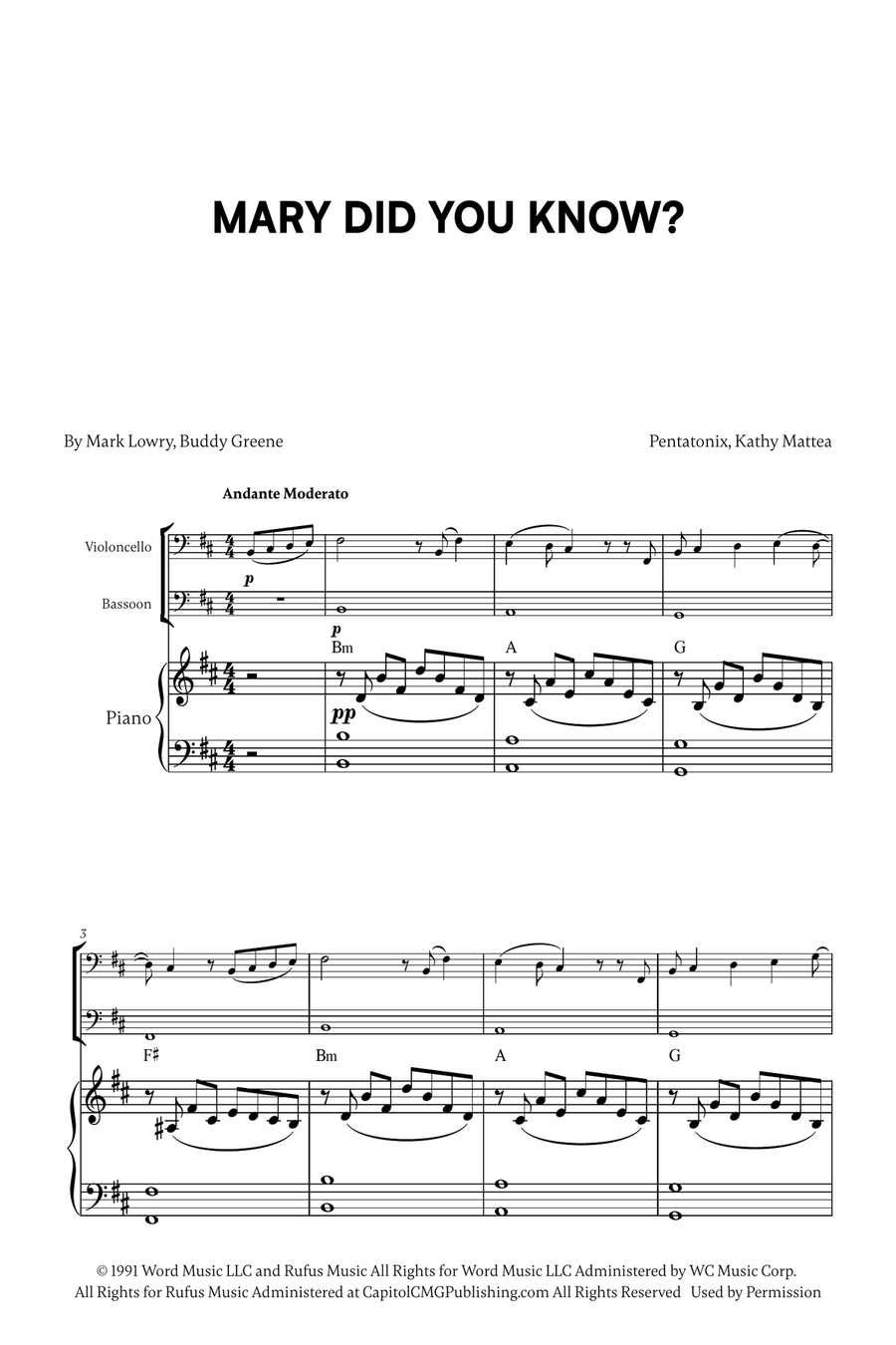 Mary, Did You Know? Mary, Did You Know? Bassoon scores gallery preview page 1