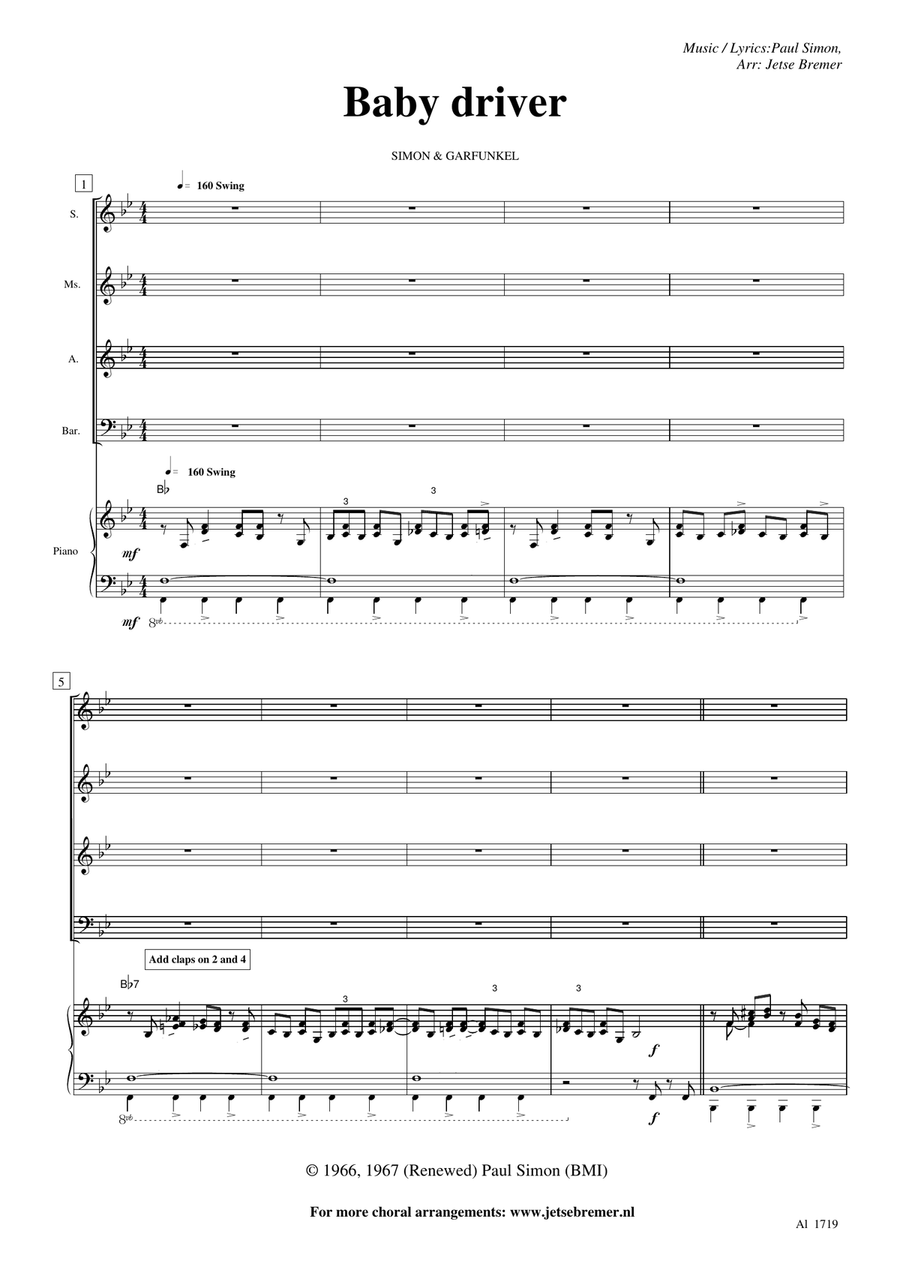 Baby Driver Baby Driver 4-Part scores gallery preview page 1