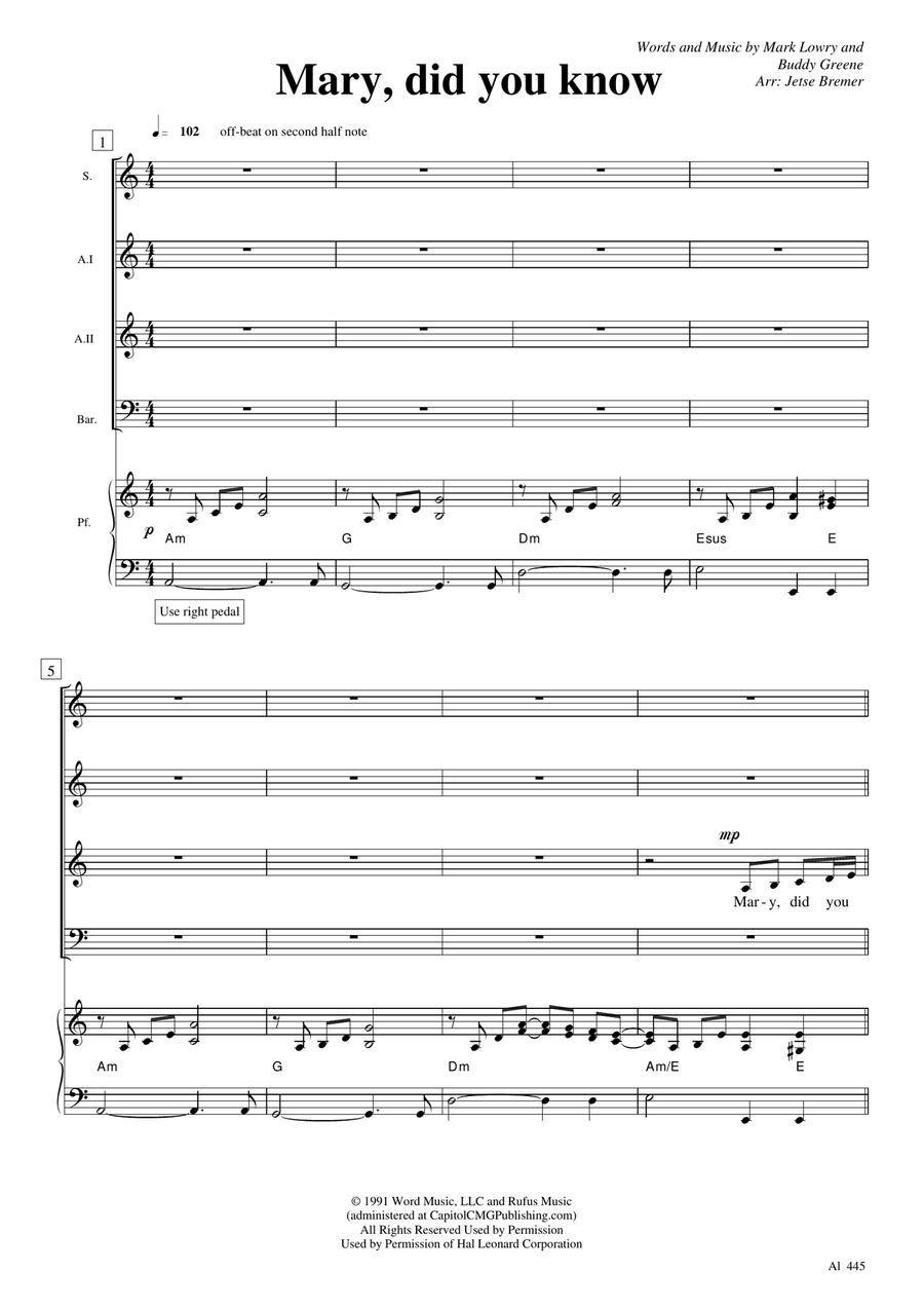 Mary, Did You Know? Mary, Did You Know? Choir scores gallery preview page 1
