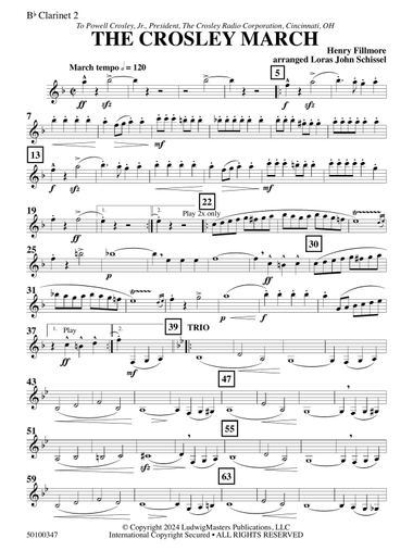 The Crosley March (arr. Loras John Schissel) - Clarinet 2
