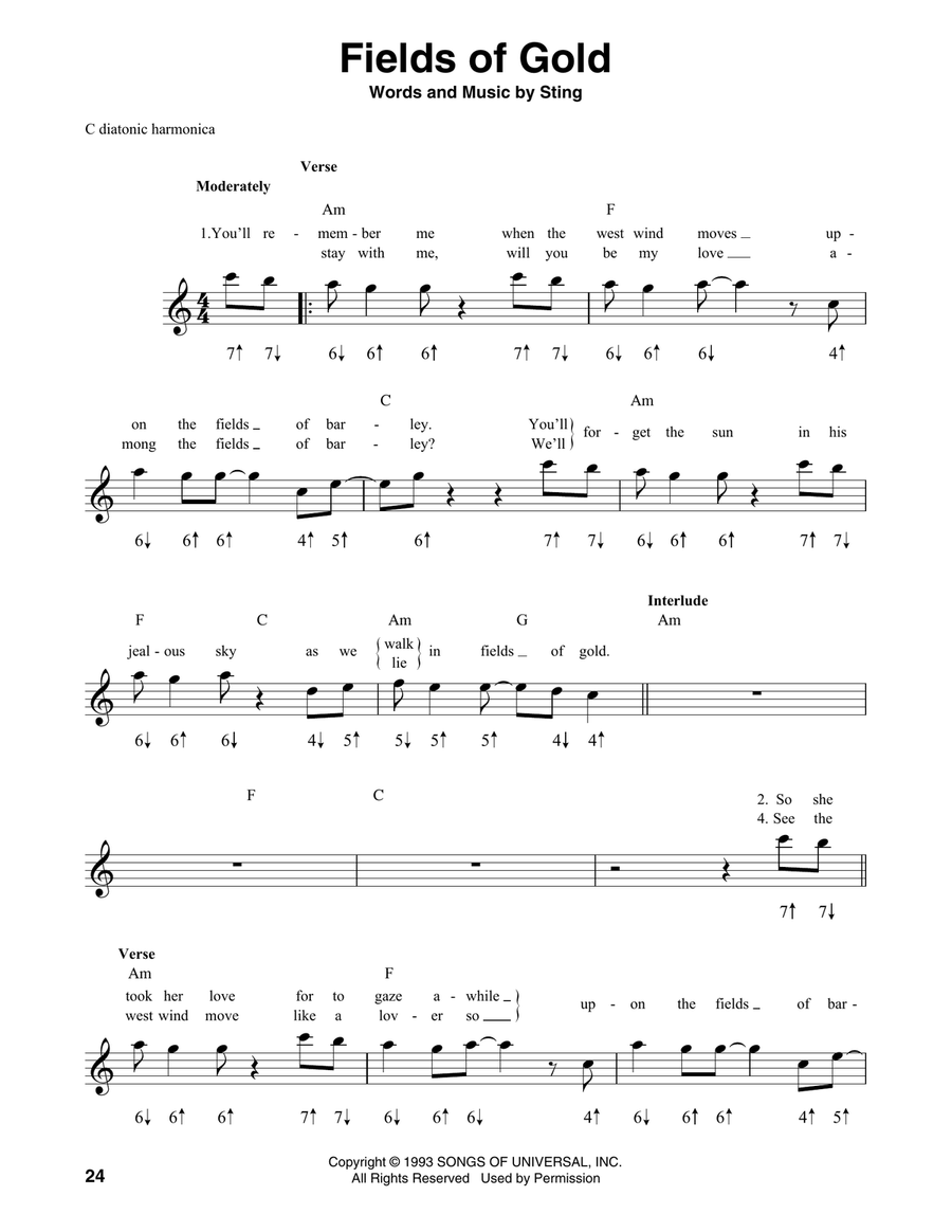 Fields Of Gold Fields Of Gold Harmonica scores gallery preview page 1