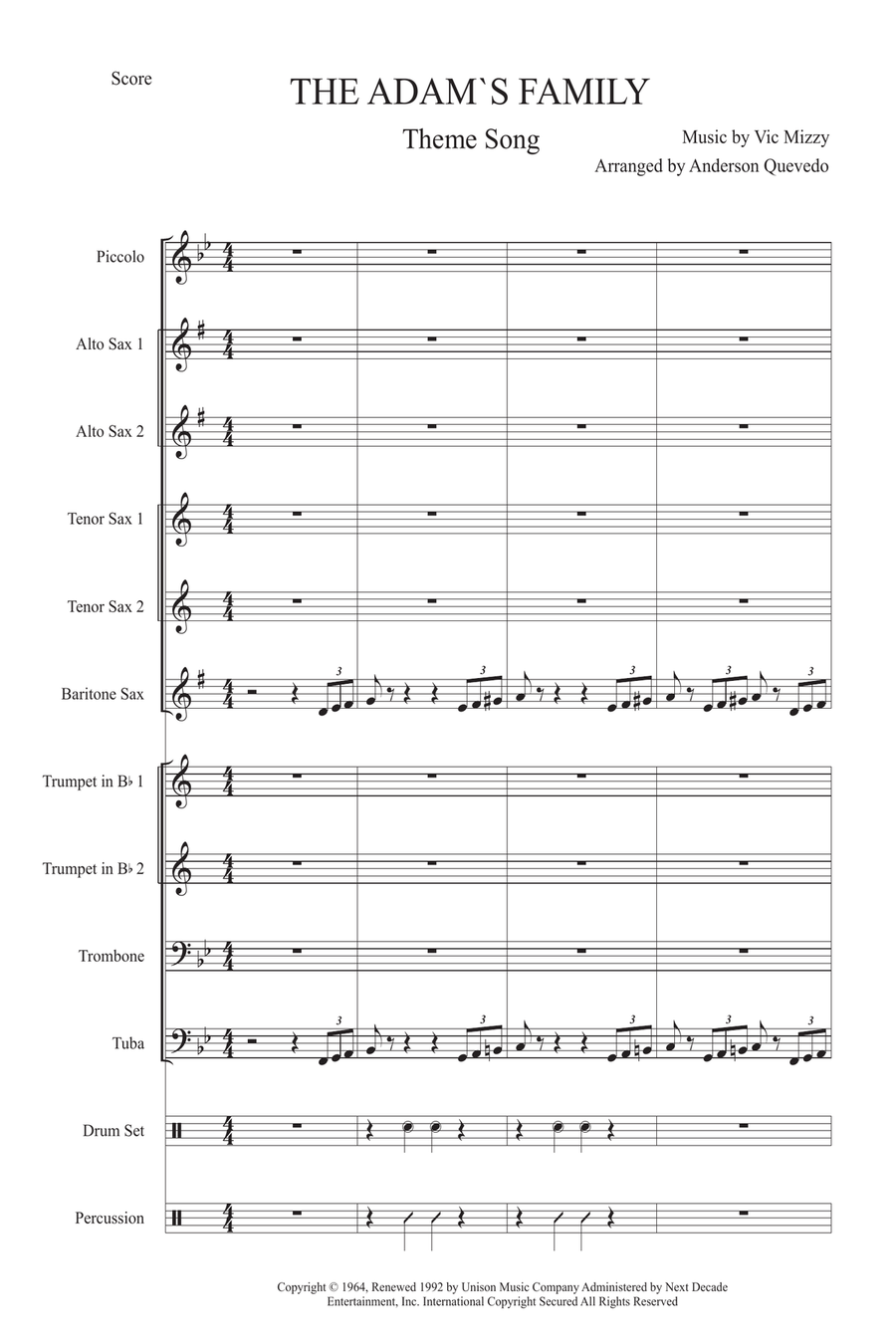 Addams Family Theme Addams Family Theme Large Ensemble scores gallery preview page 1