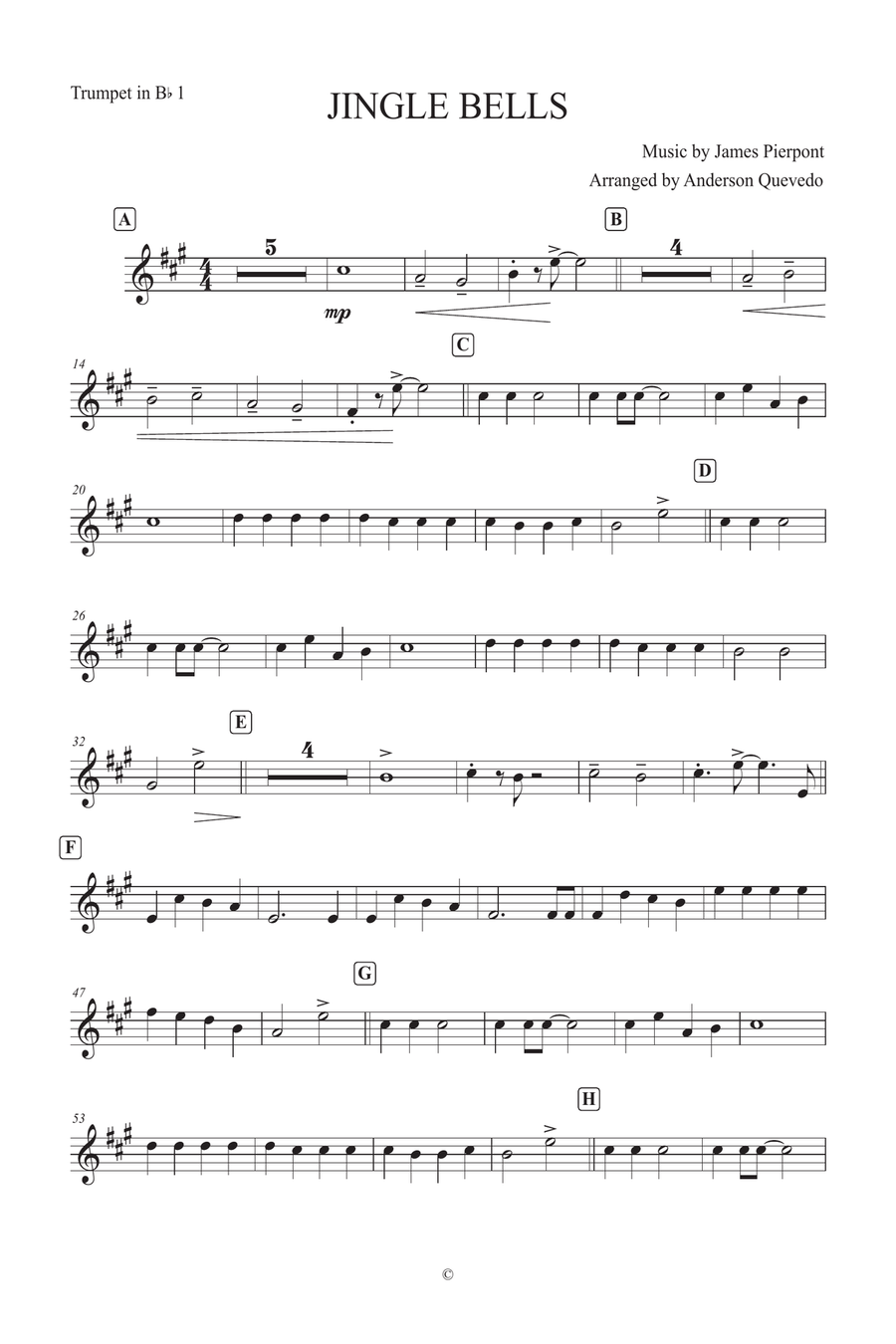 Jingle Bells for Trumpet in Bb B-Flat Trumpet scores gallery preview page 1