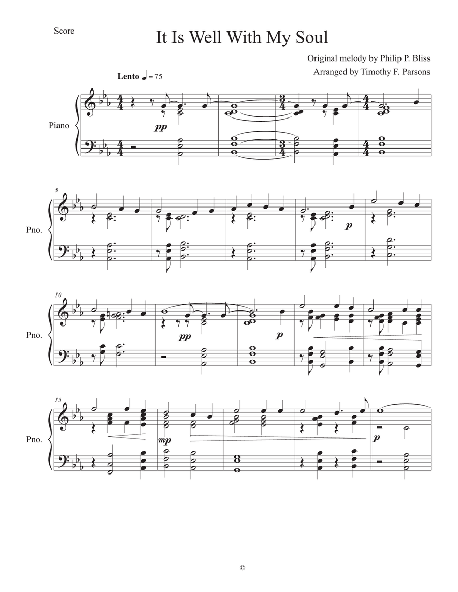 It Is Well With My Soul - hymn arrangement for piano Piano Solo scores gallery preview page 1