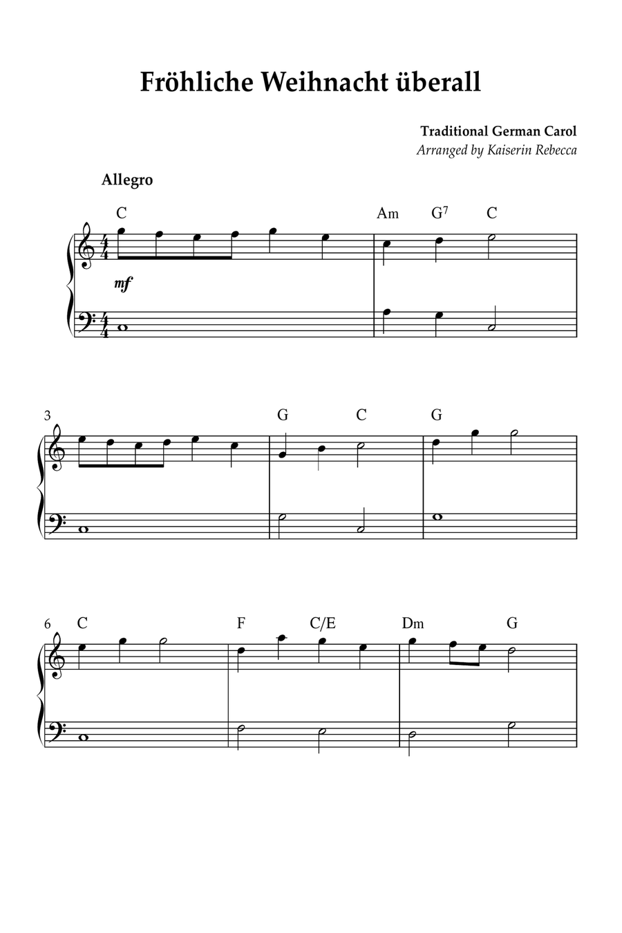 Fröhliche Weihnacht überall Piano Method scores gallery preview page 1