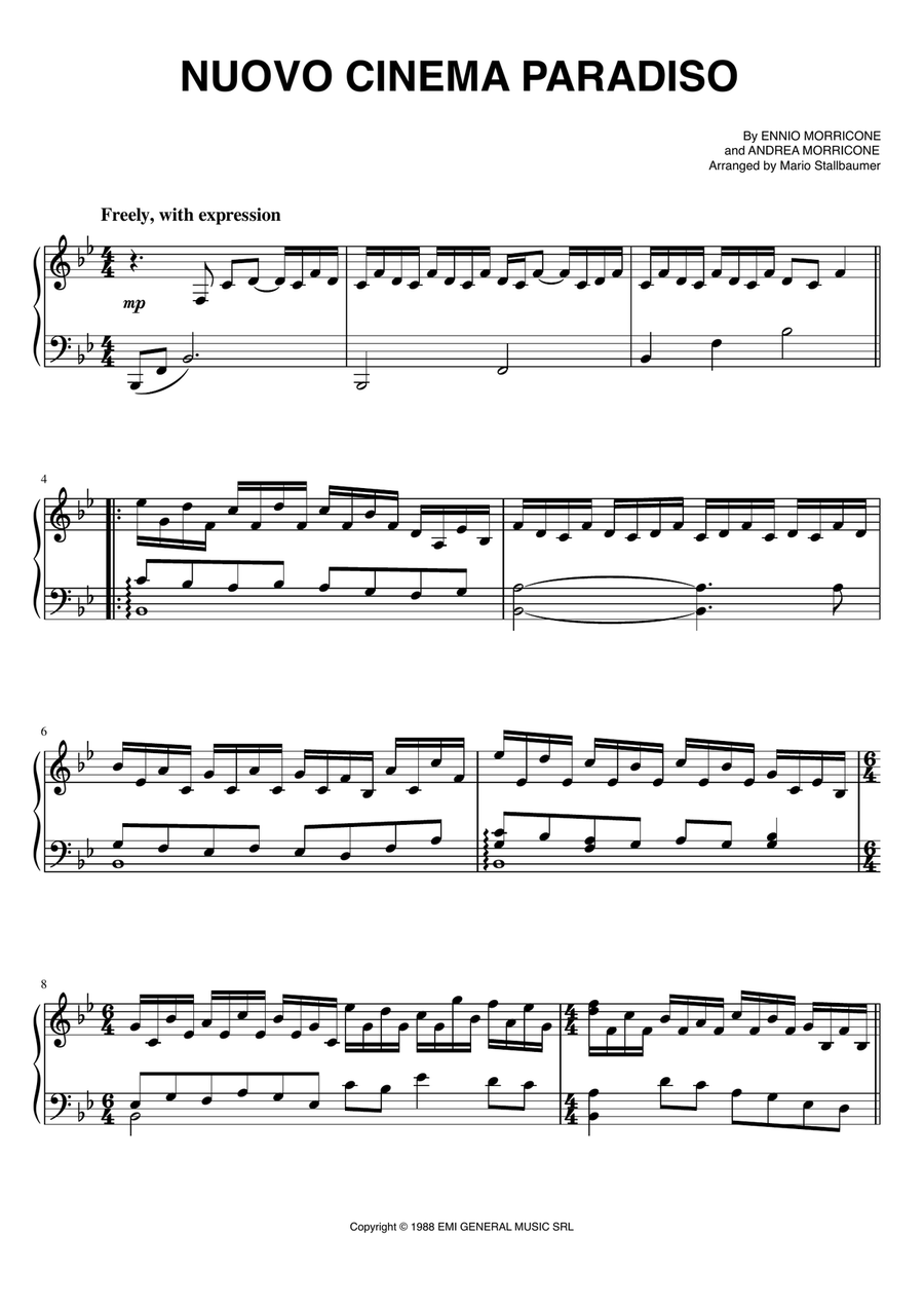 Nuovo Cinema Paradiso Piano Solo scores gallery preview page 1
