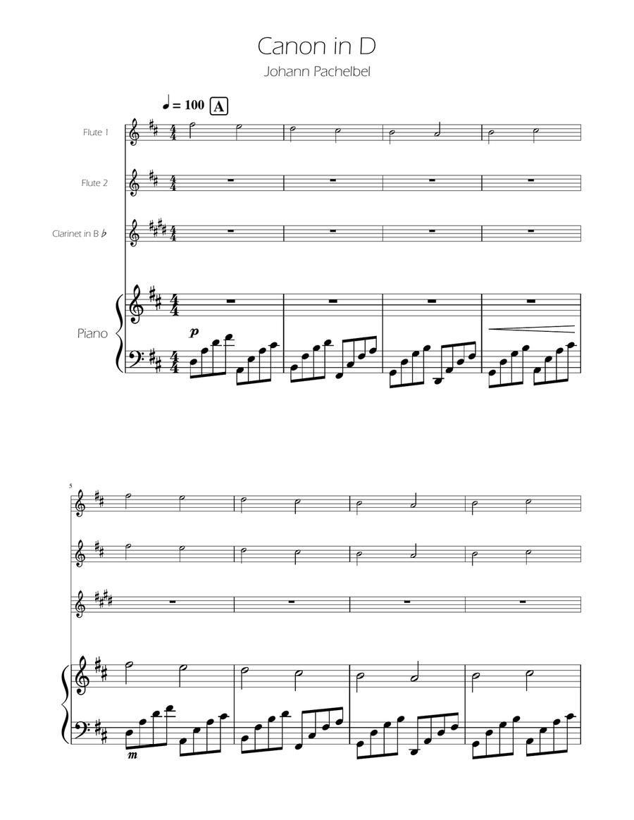 Canon in D - Woodwind Trio Woodwind Trio scores gallery preview page 1