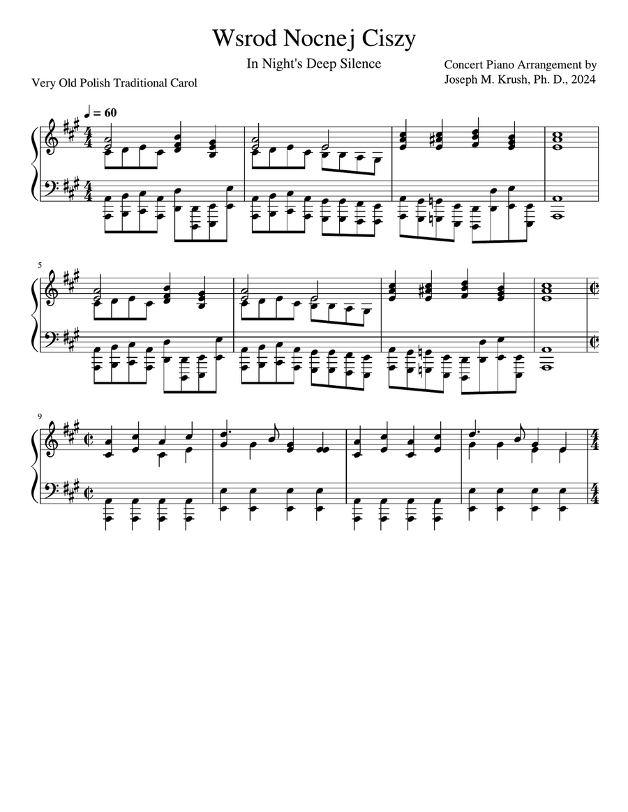 Wsrod Nocnej Ciszy = In Night's Deep Silence (Concert Piano version) Piano scores gallery preview page 1