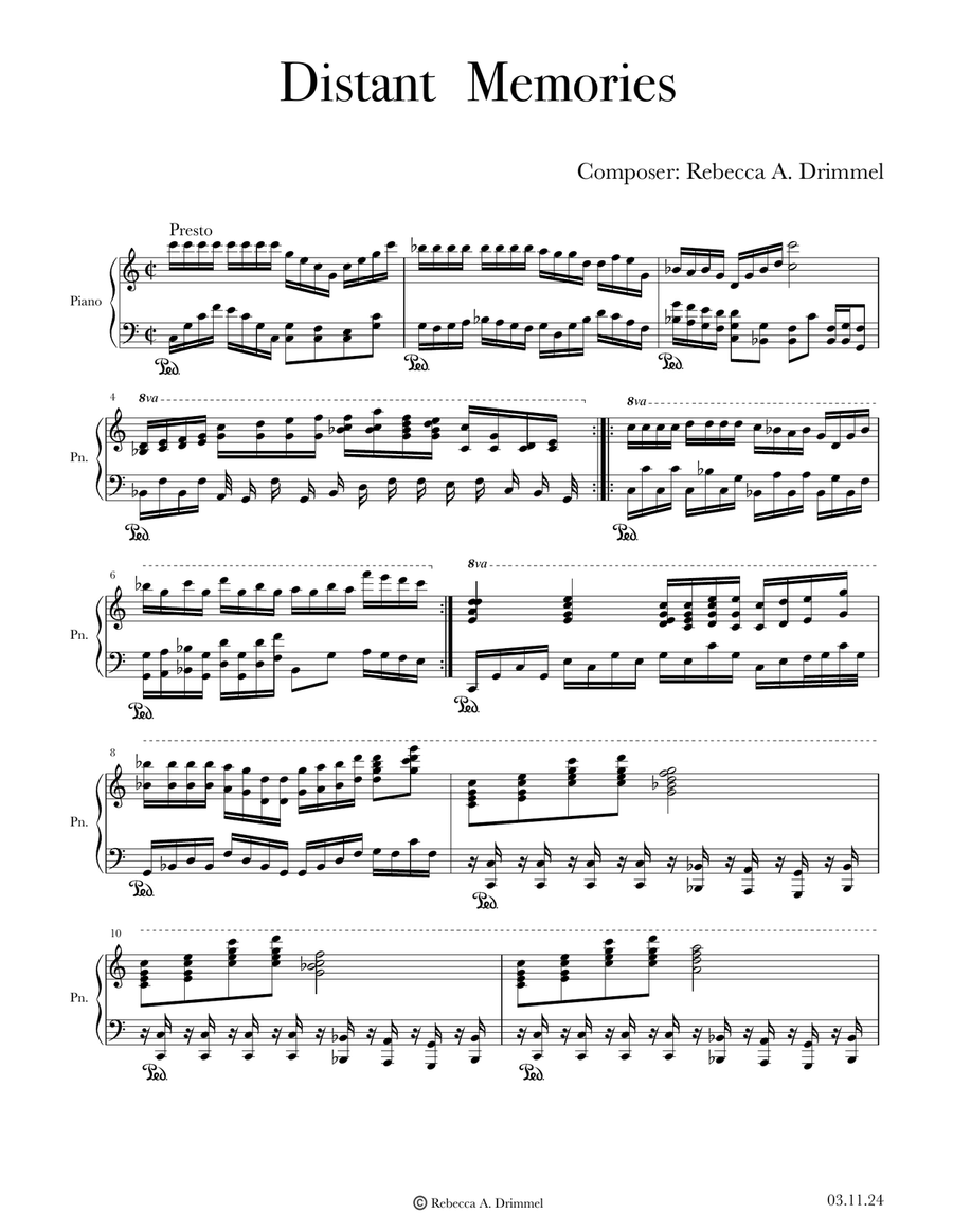 Distant Memories Distant Memories Piano Solo scores gallery preview page 1
