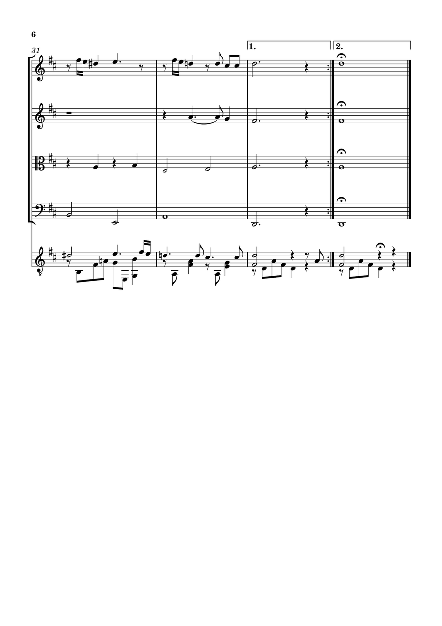 STUDY Op. 35 No 17 FOR STRING QUARTET AND GUITAR String Quartet scores gallery preview page 6
