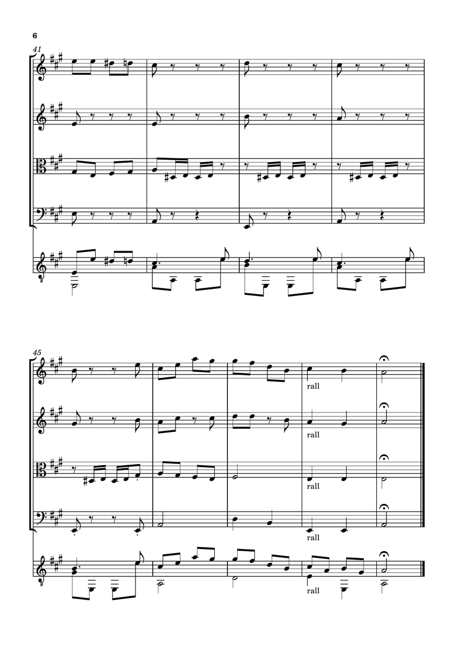 ALLEGRETO Op. 59 FOR STRING QUARTET AND GUITAR String Quartet scores gallery preview page 6