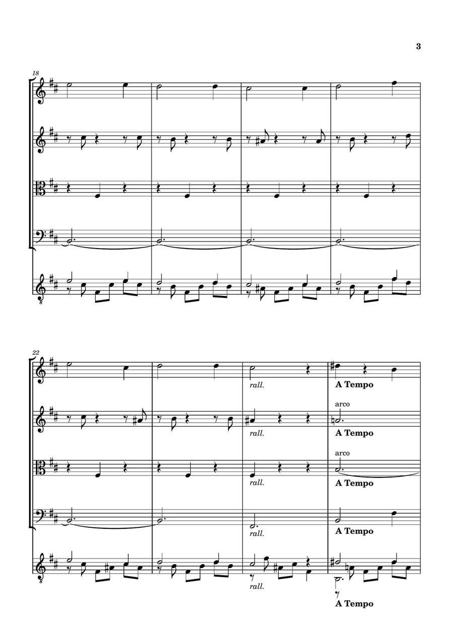 STUDY Op. 35 No 22 FOR STRING QUARTET AND GUITAR String Quartet scores gallery preview page 3