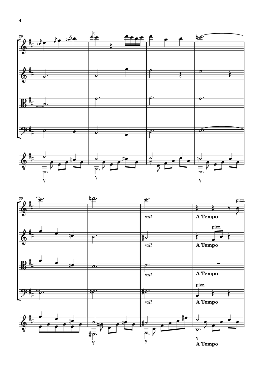 STUDY Op. 35 No 22 FOR STRING QUARTET AND GUITAR String Quartet scores gallery preview page 4
