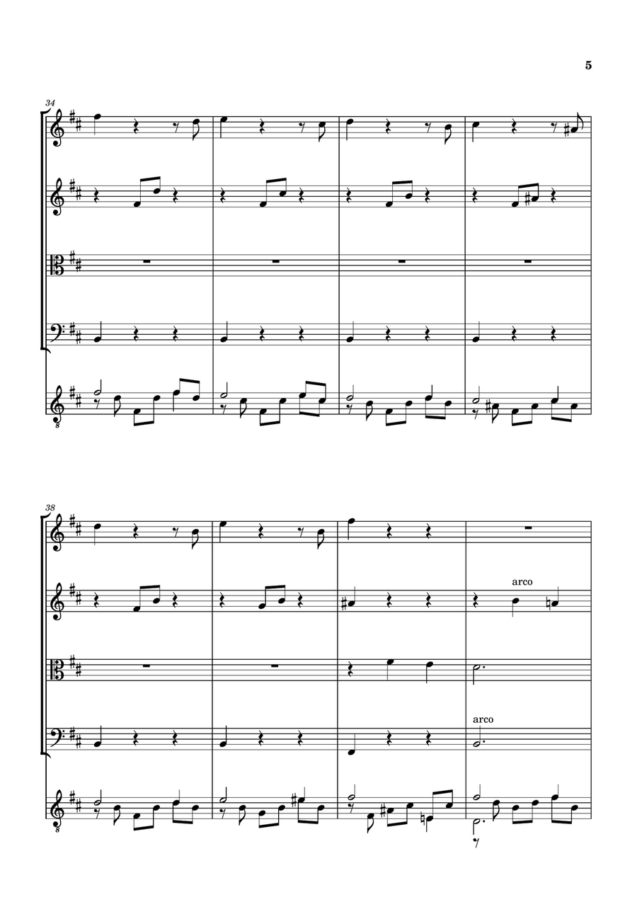 STUDY Op. 35 No 22 FOR STRING QUARTET AND GUITAR String Quartet scores gallery preview page 5