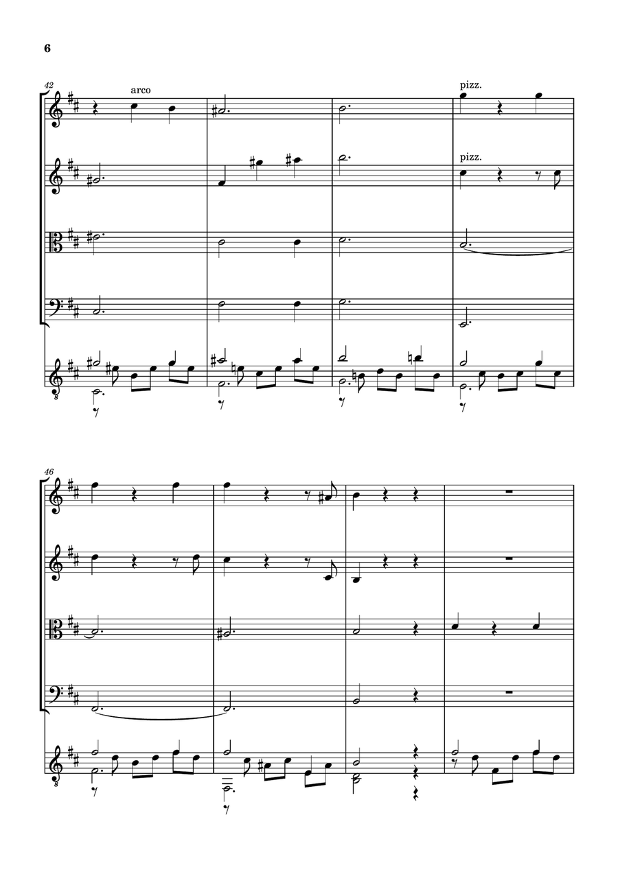 STUDY Op. 35 No 22 FOR STRING QUARTET AND GUITAR String Quartet scores gallery preview page 6